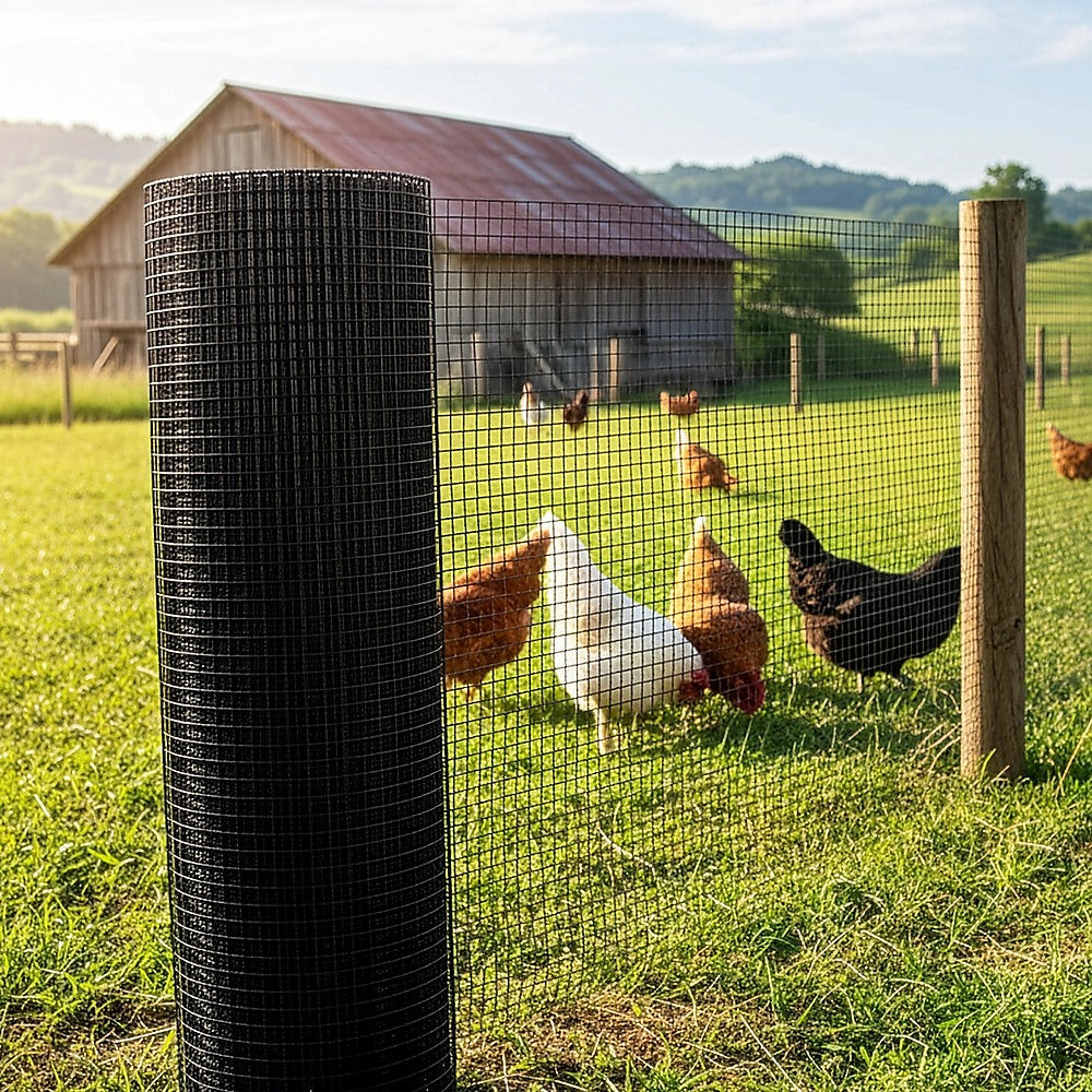 30m Black Chicken Wire Mesh Roll - Heavy Duty Aviary Netting & Garden Fencing for Poultry Enclosures V63-952941