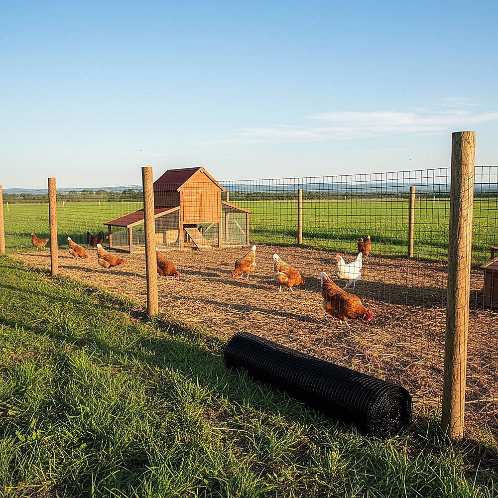 30m Black Chicken Wire Mesh Roll - Heavy Duty Aviary Netting & Garden Fencing for Poultry Enclosures V63-952941