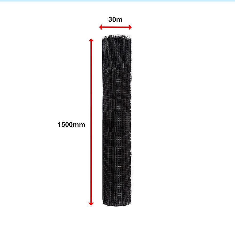 30m Black Chicken Wire Mesh Roll - Heavy Duty Aviary Netting & Garden Fencing for Poultry Enclosures V63-952941