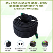 50m Porous Soaker Hose - Leaky Garden Irrigation Pipe for Efficient Watering V63-952951