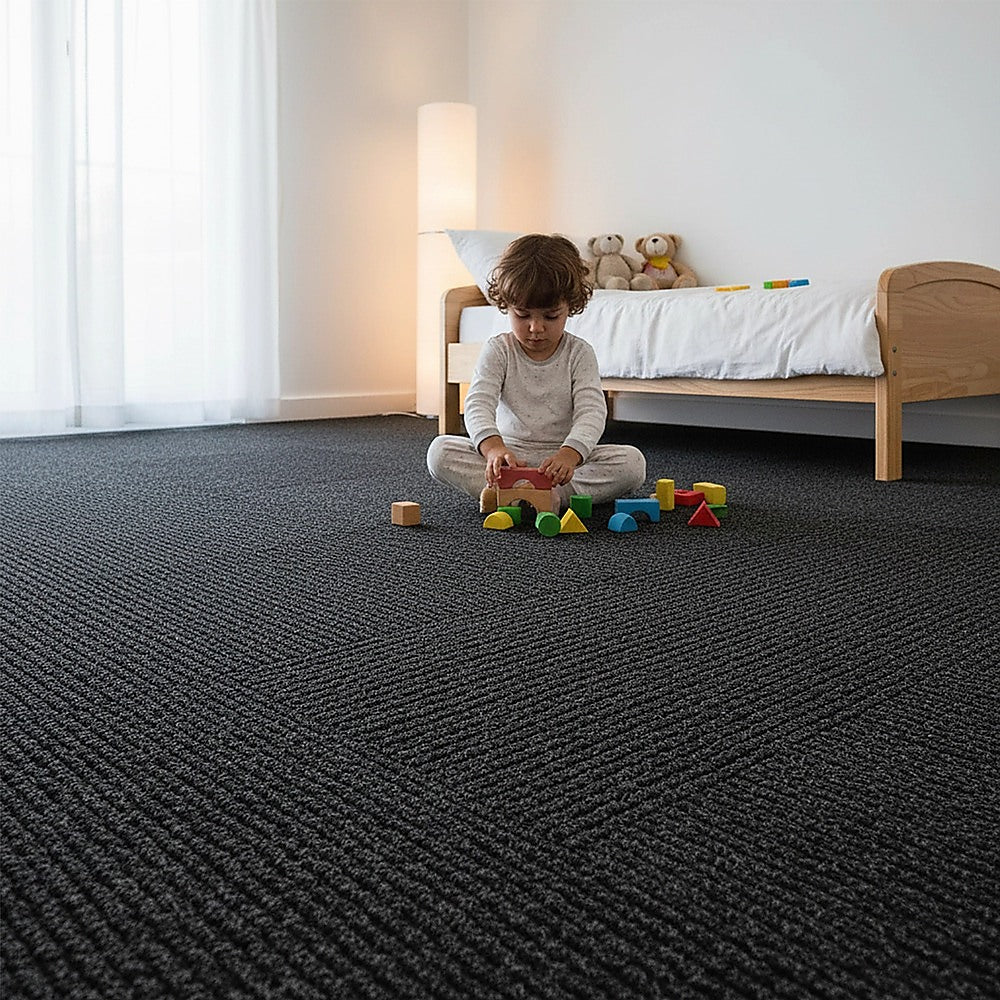 5m² Black Carpet Tiles Set – Commercial & Domestic Flooring for Office, Retail, Home
