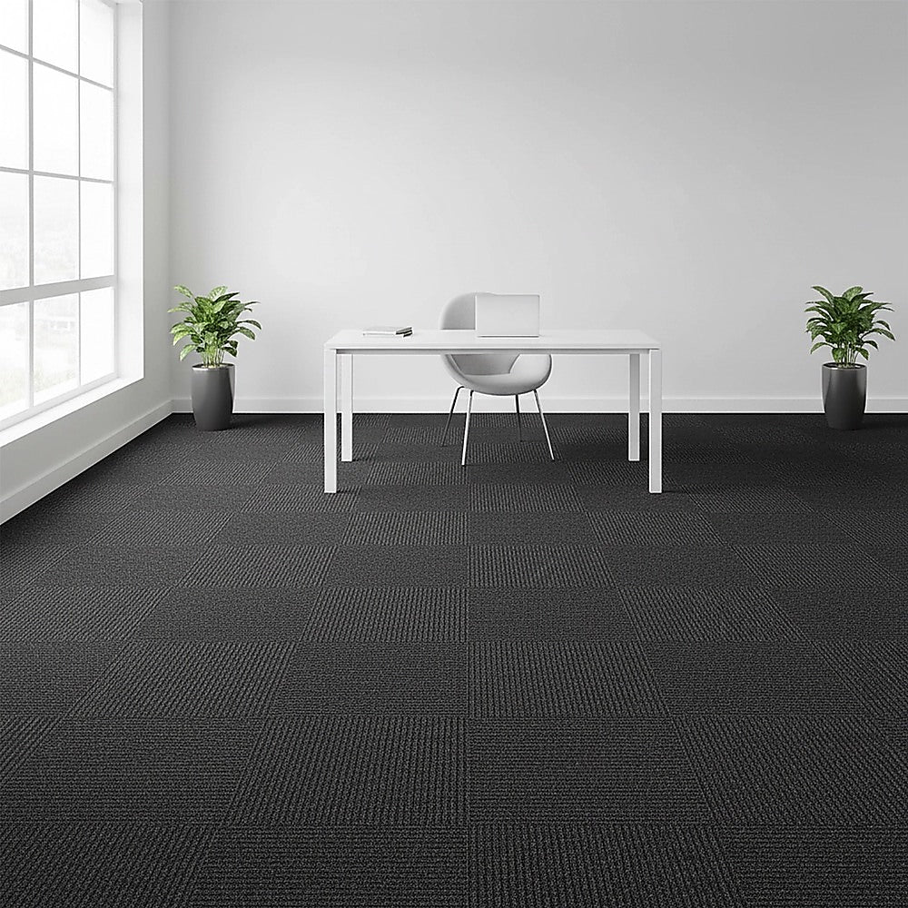 5m2 Black Carpet Tiles Set - Commercial & Domestic Flooring for Office, Retail, Home V63-952971
