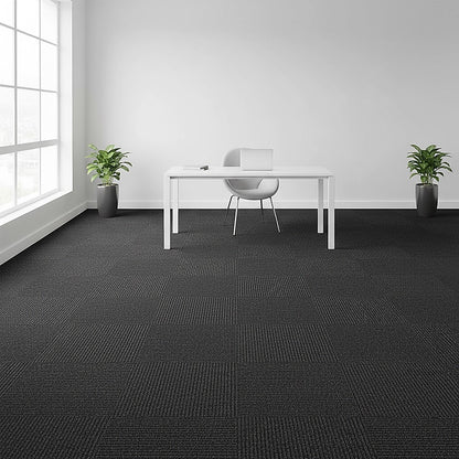 5m2 Black Carpet Tiles Set - Commercial & Domestic Flooring for Office, Retail, Home V63-952971