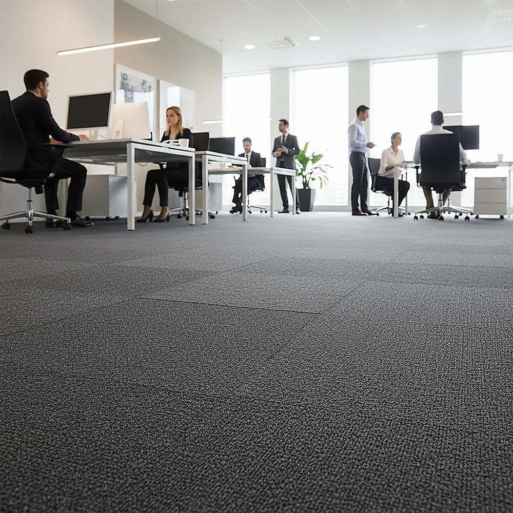 5m2 Dark Grey Carpet Tiles Set - Commercial & Domestic Flooring for Office, Retail, Home V63-952981