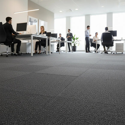 5m2 Dark Grey Carpet Tiles Set - Commercial & Domestic Flooring for Office, Retail, Home V63-952981