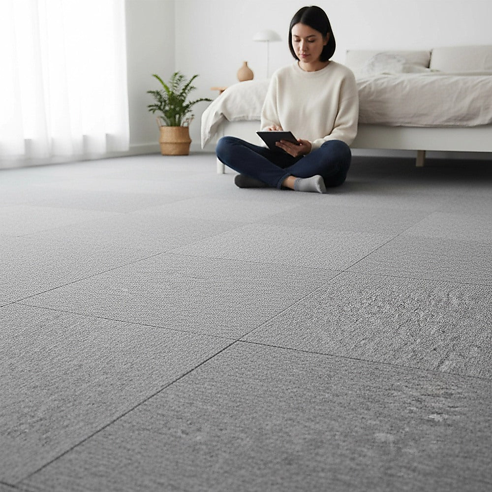 5m2 Light Grey Carpet Tiles Set - Commercial & Domestic Flooring for Office, Retail, Home V63-952991