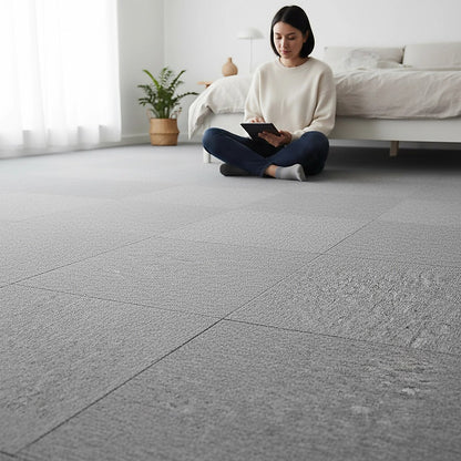5m2 Light Grey Carpet Tiles Set - Commercial & Domestic Flooring for Office, Retail, Home V63-952991