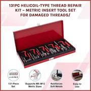 131pc Helicoil-Type Thread Repair Kit - Metric Insert Tool Set for Damaged Threads V63-953021