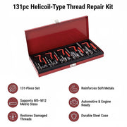 131pc Helicoil-Type Thread Repair Kit - Metric Insert Tool Set for Damaged Threads V63-953021