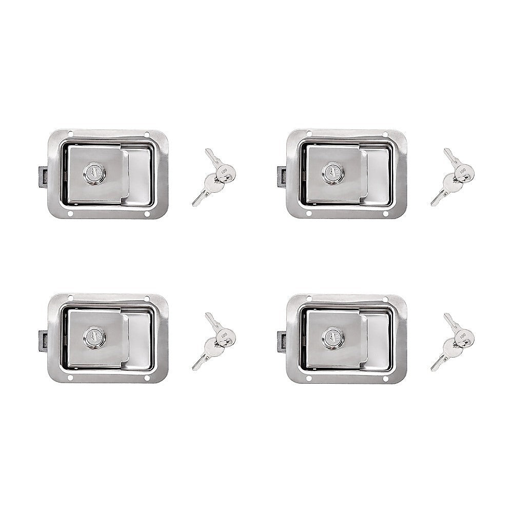 4 x Toolbox Lock Steel Paddle Handles - Heavy Duty Trailer Door Latch Set for Ute & Tool Cabinets V63-953031