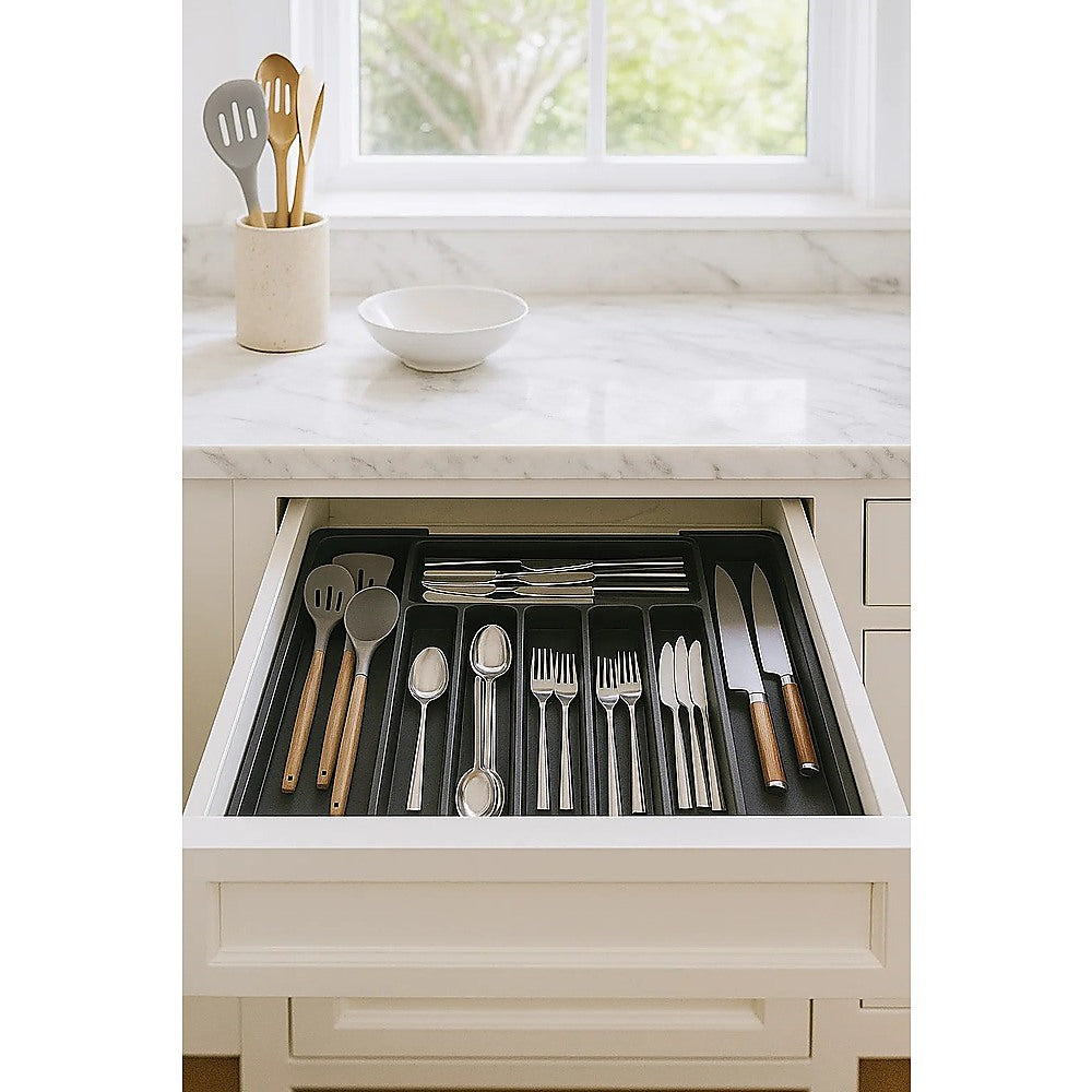 Extendable Cutlery Tray Drawer Organiser - 6 to 8 Compartment Kitchen Utensil Storage V63-953041