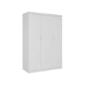 3 Door White Wardrobe - White Handles, Hanging Rail & Shelves V63-953061