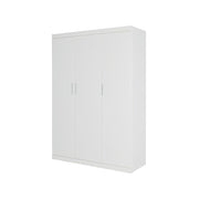3 Door White Wardrobe - White Handles, Hanging Rail & Shelves V63-953061