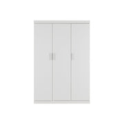 3 Door White Wardrobe - White Handles, Hanging Rail & Shelves V63-953061
