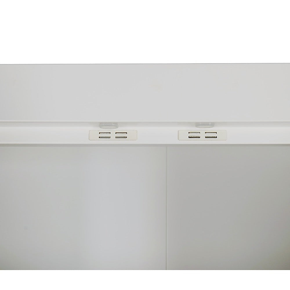 3 Door White Wardrobe - White Handles, Hanging Rail & Shelves V63-953061