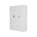 3 Door White Wardrobe - Black Handles, Hanging Rail & Shelves V63-953071