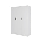 3 Door White Wardrobe - Black Handles, Hanging Rail & Shelves V63-953071
