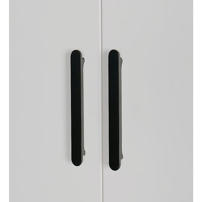 3 Door White Wardrobe - Black Handles, Hanging Rail & Shelves V63-953071