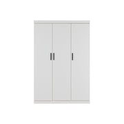 3 Door White Wardrobe - Black Handles, Hanging Rail & Shelves V63-953071
