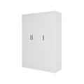 3 Door White Wardrobe - Gold Handles, Hanging Rail & Shelves V63-953081