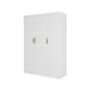 3 Door White Wardrobe - Gold Handles, Hanging Rail & Shelves V63-953081