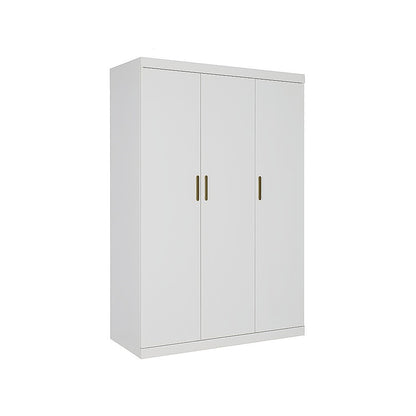 3 Door White Wardrobe - Gold Handles, Hanging Rail & Shelves V63-953081
