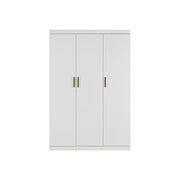 3 Door White Wardrobe - Gold Handles, Hanging Rail & Shelves V63-953081