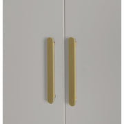 3 Door White Wardrobe - Gold Handles, Hanging Rail & Shelves V63-953081