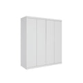 4 Door White Wardrobe Cabinet - Hanging Rail, Shelves & White Handles V63-953101