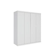 4 Door White Wardrobe Cabinet - Hanging Rail, Shelves & White Handles V63-953101