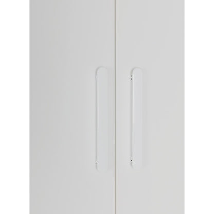 4 Door White Wardrobe Cabinet - Hanging Rail, Shelves & White Handles V63-953101