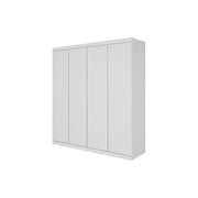 4 Door White Wardrobe Cabinet - Hanging Rail, Shelves & White Handles V63-953101