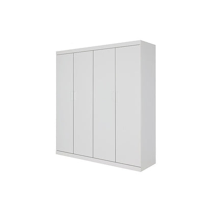 4 Door White Wardrobe Cabinet - Hanging Rail, Shelves & White Handles V63-953101