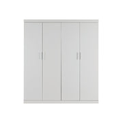 4 Door White Wardrobe Cabinet - Hanging Rail, Shelves & White Handles V63-953101
