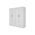 4 Door White Wardrobe Cabinet - Hanging Rail, Shelves & Black Handles V63-953111