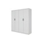 4 Door White Wardrobe Cabinet - Hanging Rail, Shelves & Black Handles V63-953111