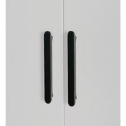 4 Door White Wardrobe Cabinet - Hanging Rail, Shelves & Black Handles V63-953111