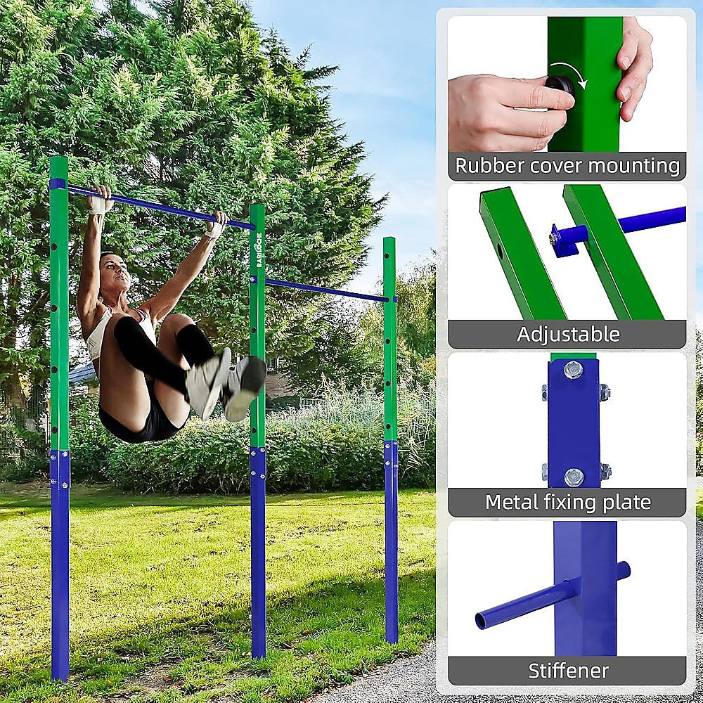 Double Outdoor Pull-Up Bar - Height Adjustable Gymnastics & Fitness Bar V63-953151