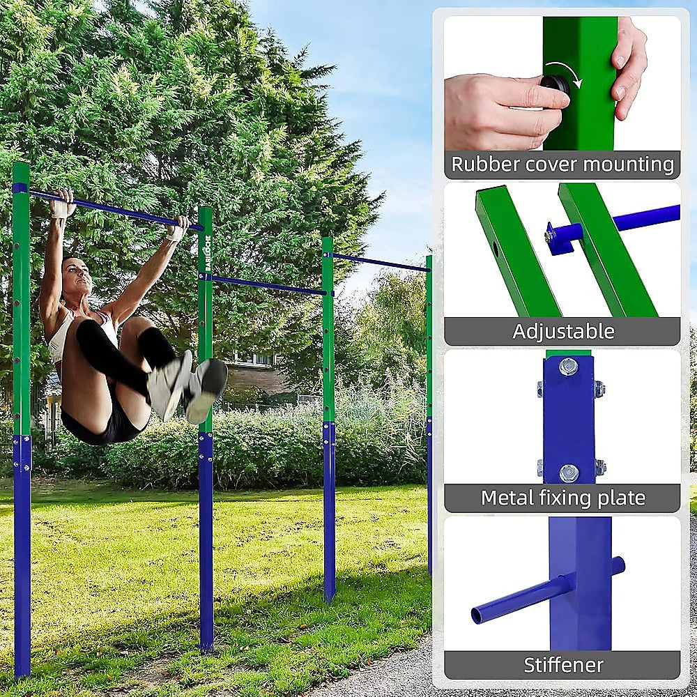 Triple Outdoor Pull-Up Bar - Height Adjustable Gymnastics & Fitness Bar V63-953161