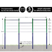 Triple Outdoor Pull-Up Bar - Height Adjustable Gymnastics & Fitness Bar V63-953161