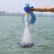 3m Nylon Fishing Cast Net - Quick Throw Mesh with Chain Weights & Drawstring V63-953181
