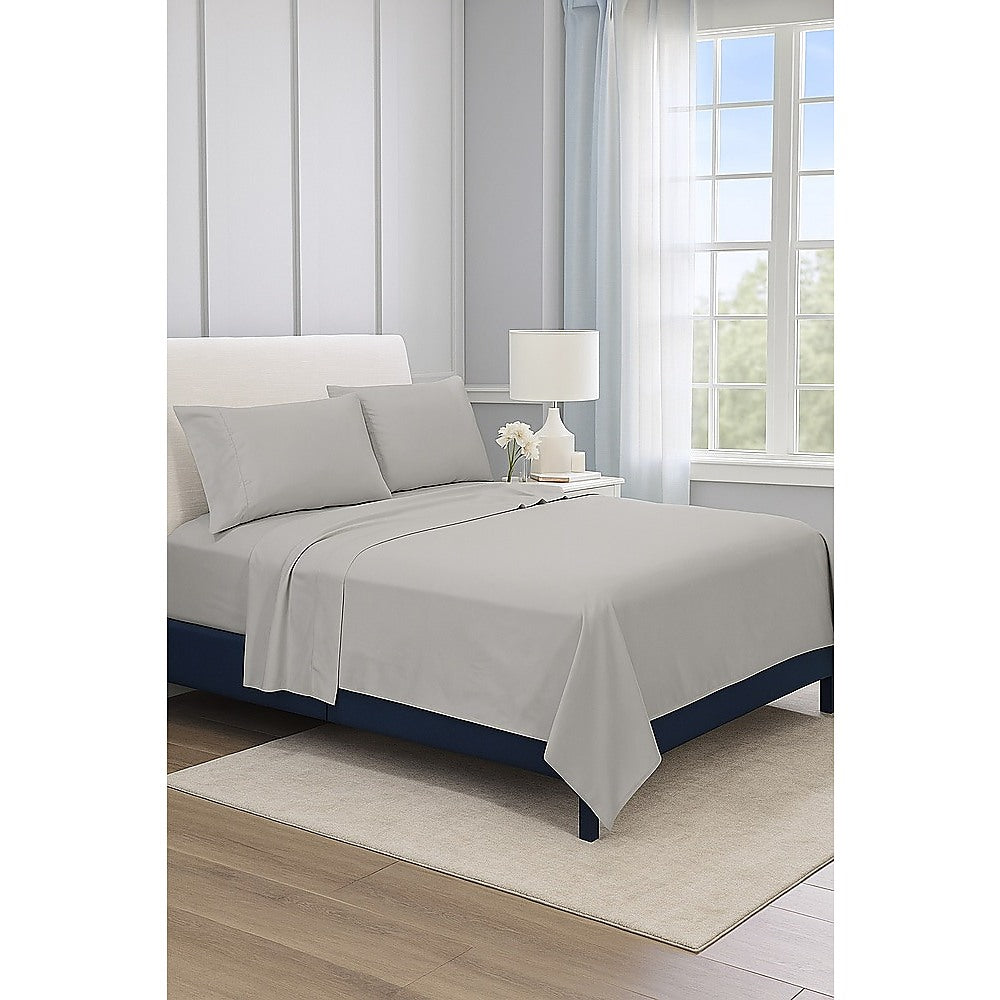 Double Bed Sheet Set - 1800 Series Microfiber, Deep Pocket, Soft & Breathable, Grey V63-953201
