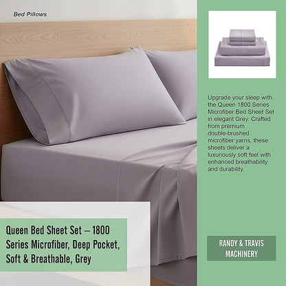 Queen Bed Sheet Set - 1800 Series Microfiber, Deep Pocket, Soft & Breathable, Grey V63-953211