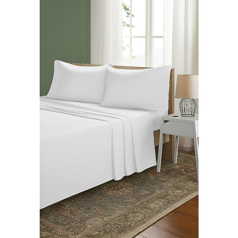 Double Bed Sheet Set - 1800 Series Microfiber, Deep Pocket, Soft & Breathable, White V63-953231