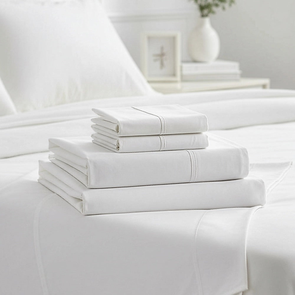 Queen Bed Sheet Set - 1800 Series Microfiber, Deep Pocket, Soft & Breathable, White V63-953241