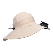 Solar & USB Powered Cooling Hat with Dual Fan - Khaki Outdoor Sun Hat V63-953261