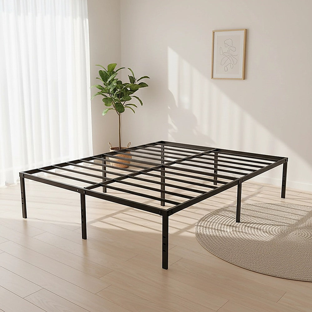 Queen Metal Bed Frame 45cm High Full Steel Base Platform For Stable Bedroom Support V63-953271