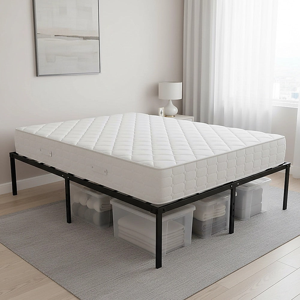 Queen Metal Bed Frame 45cm High Full Steel Base Platform For Stable Bedroom Support V63-953271