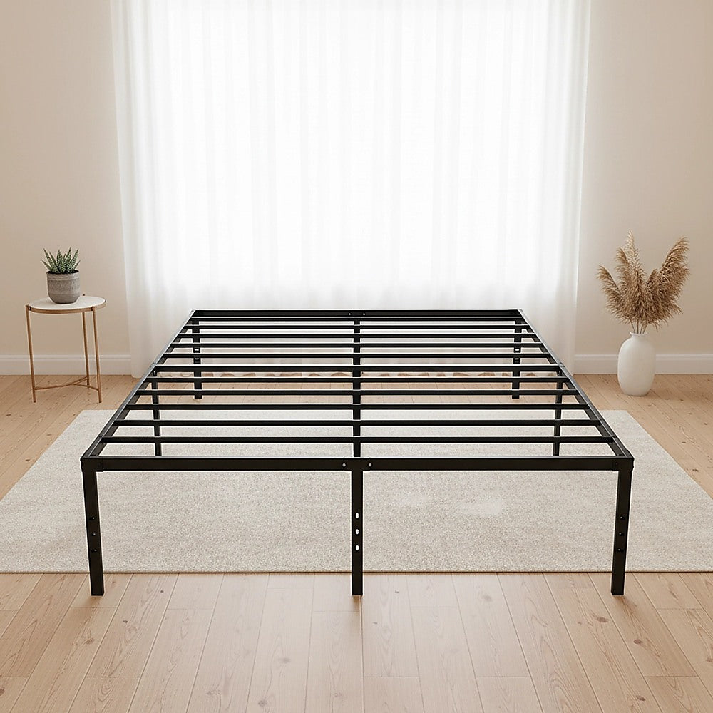 Queen Metal Bed Frame 45cm High Full Steel Base Platform For Stable Bedroom Support V63-953271