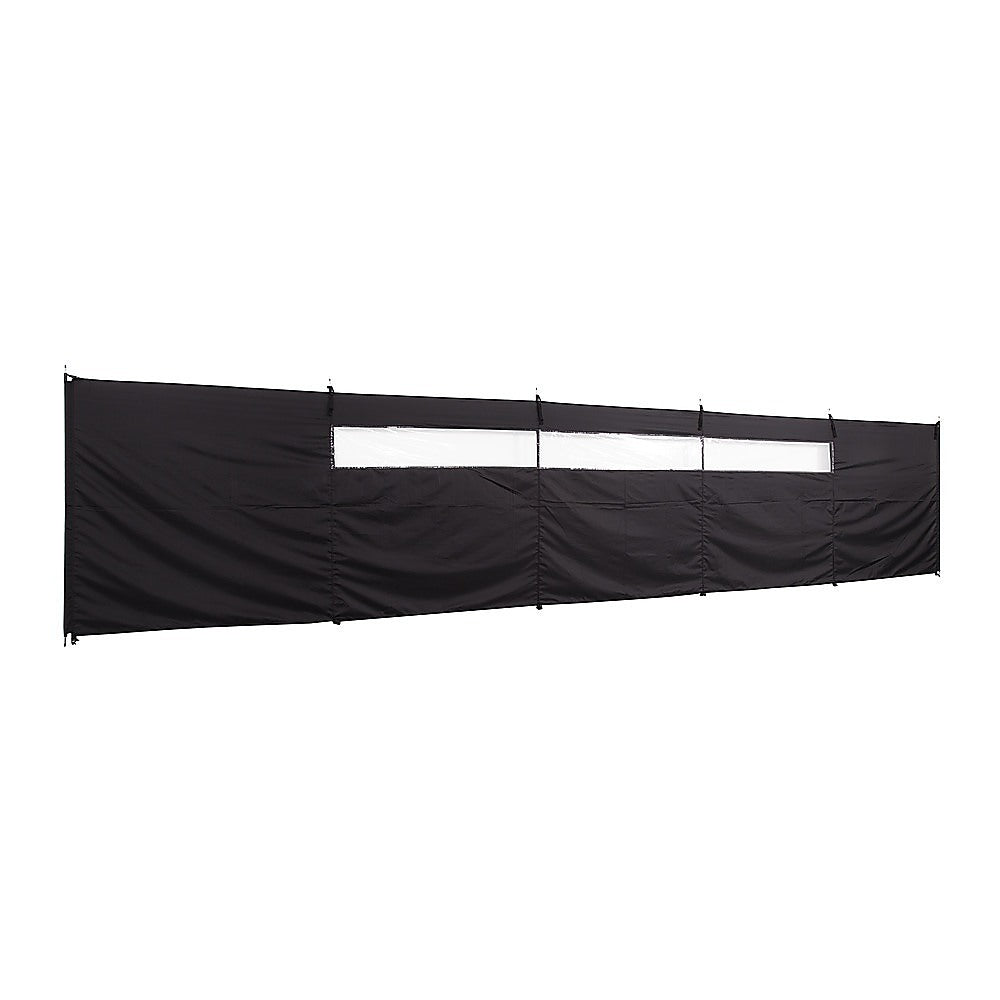Camping Windbreak with Clear Windows & Carry Bag 725x140cm Black Outdoor Privacy Shelter V63-953281